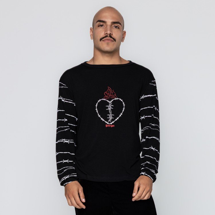 Blusa Arame Farpado Manga Longa