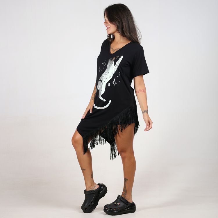 Blusa Max Cat Franja Cascata