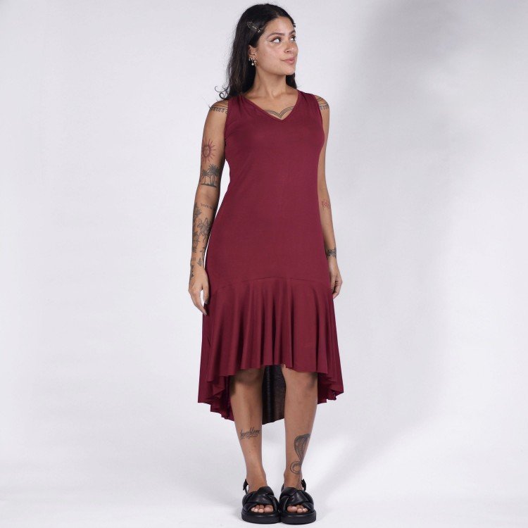 Vestido Vinho Mullet