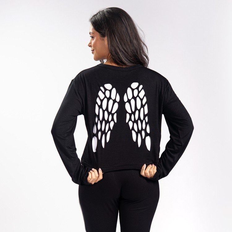 Blusa Manga Longa Angel Recorte Laser