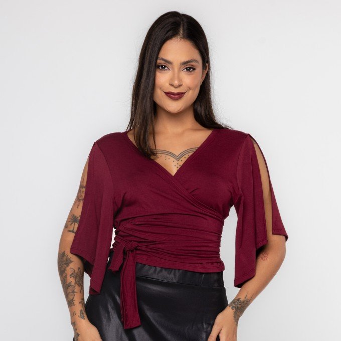 Blusa Transpassada Vinho