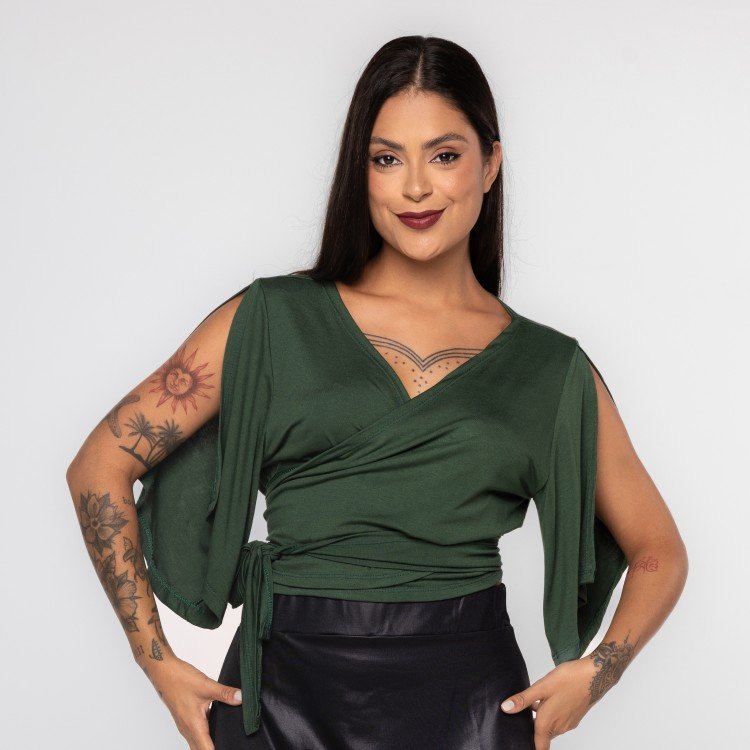 Blusa Transpassada Verde