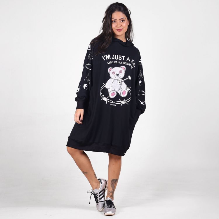 Vestido Moletom I'm Just a Kid Black
