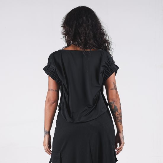 Blusa Elástico Casual Dry Fit Preto