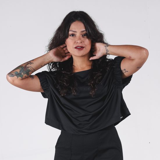 Blusa Elástico Casual Dry Fit Preto