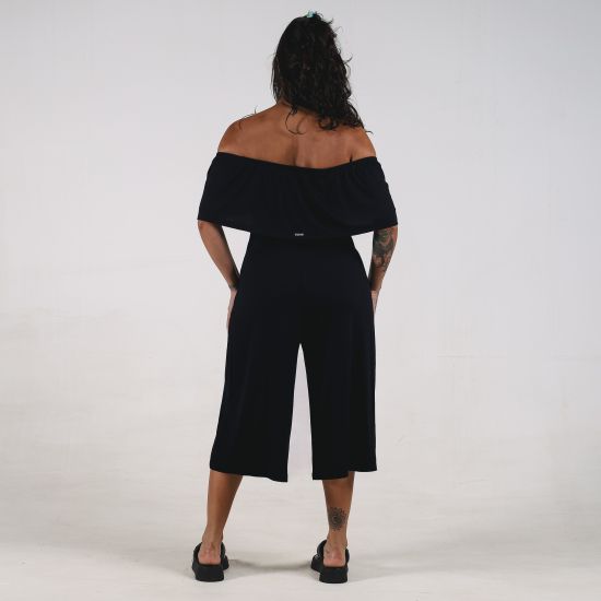 Macacão Pantacourt Ciganinha Black Canelado