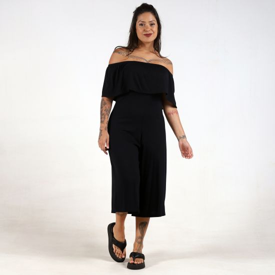 Macacão Pantacourt Ciganinha Black Canelado