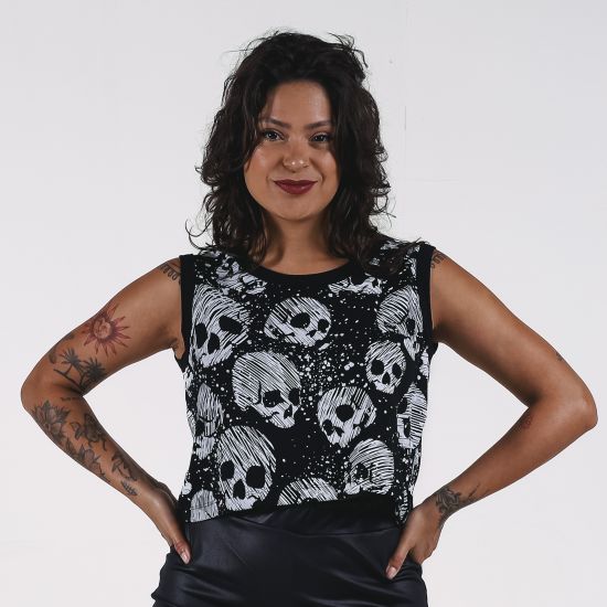 Blusa Cropped Skull Art Deliriyou