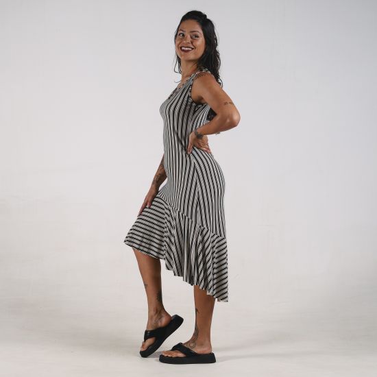 Vestido Striped Mullet Frill Deliriyou