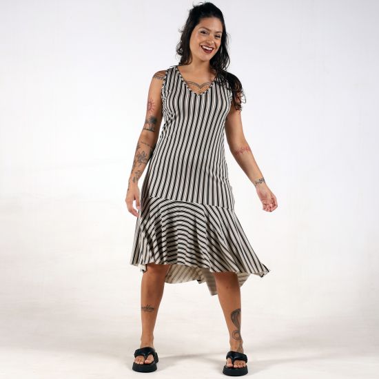 Vestido Striped Mullet Frill Deliriyou