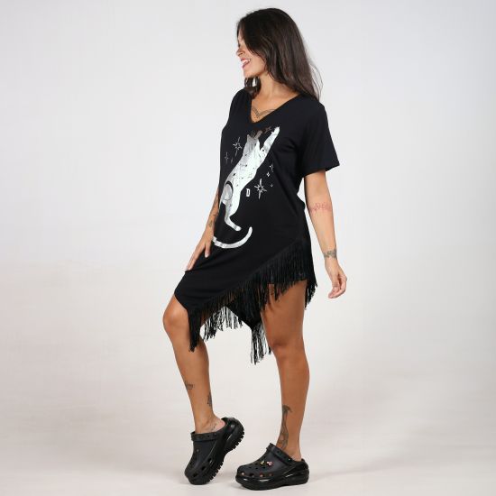 Blusa Max Cat Franja Cascata