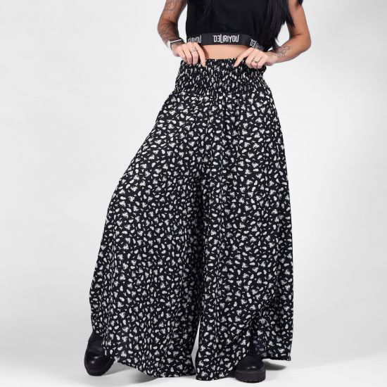 Calça Pantalona Estampa Dark Garden