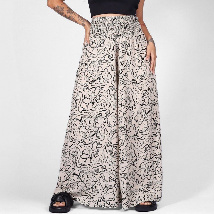 Calça Pantalona Nude Abstrata