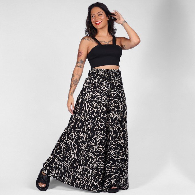 Calça Pantalona Black Abstrata