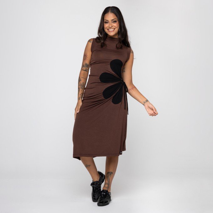 Vestido Marrom Flor Deliriyou