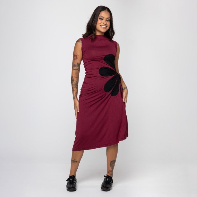 Vestido Vinho Flor Deliriyou