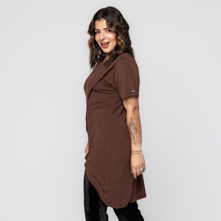 Max Blusa Marrom Transpassada