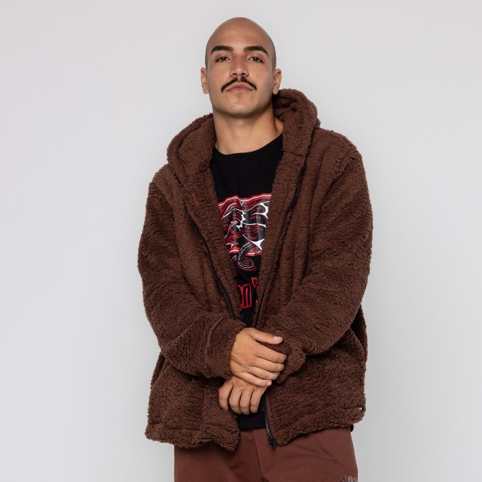 Casaco Brown Teddy Com Capuz