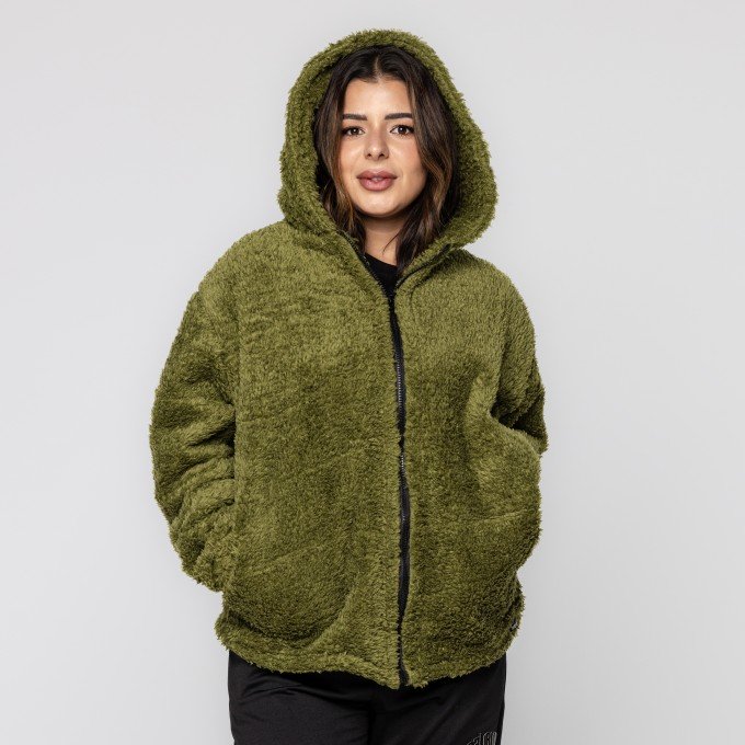 Casaco Green Teddy Com Capuz