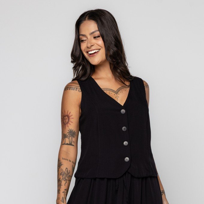 Colete Black Casual Chic