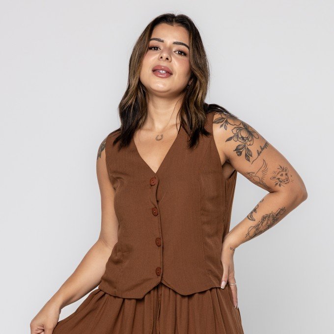 Colete Brown Casual Chic