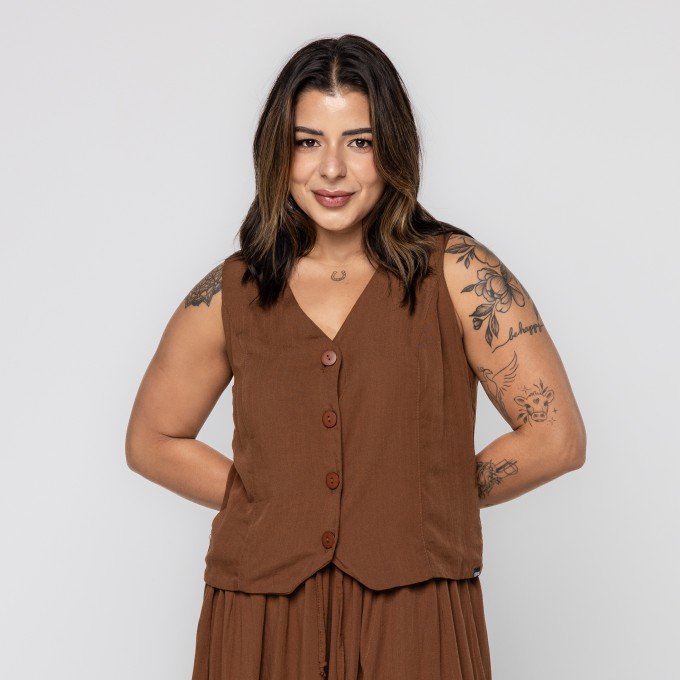 Colete Brown Casual Chic