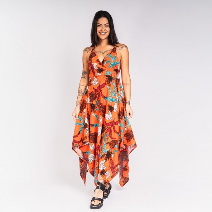 Vestido Midi Transpassado Tropical