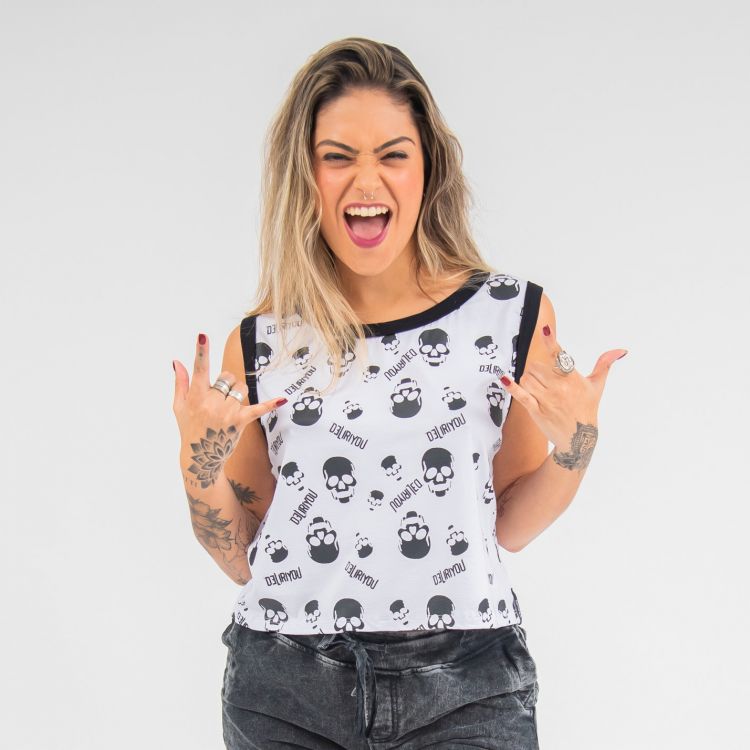 Blusa Branca Skull DLY