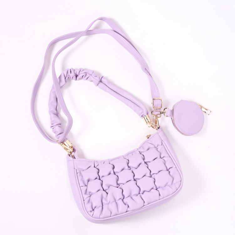 Bolsa Hobo Baguete Puffer Lavanda