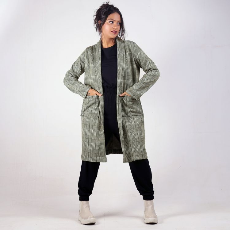 Casaco Oversized Xadrez Verde