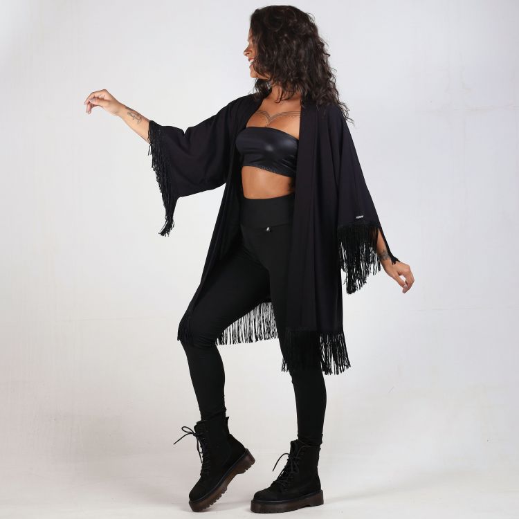 Kimono Franja Preto